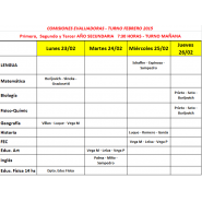 Mesas de Exámenes del Nivel Secunario - Turno Febrero 2015